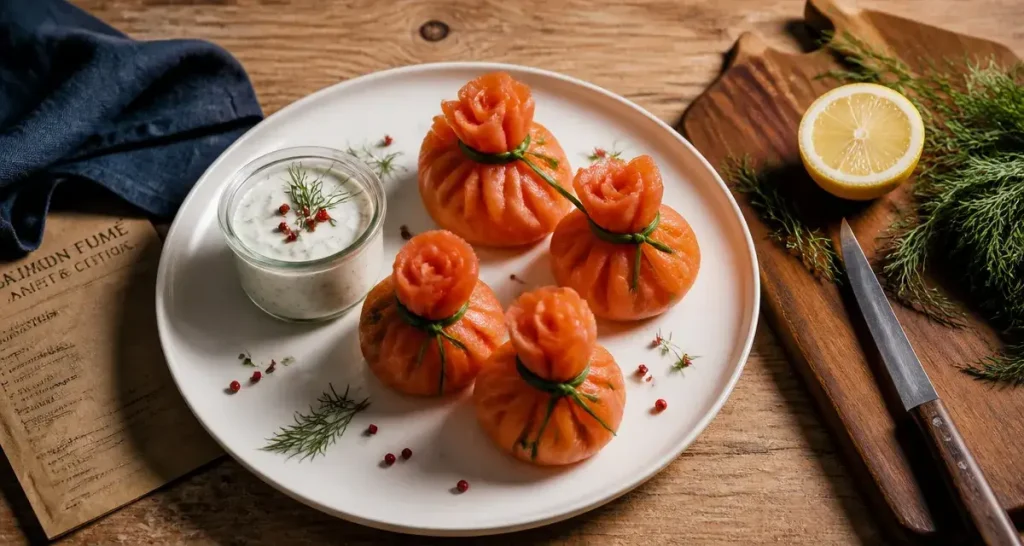Entrée facile et chic : aumônières de saumon fumé à l’aneth