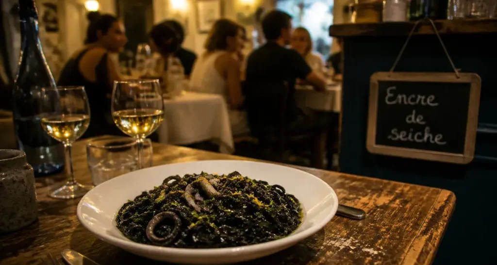 Restaurant bistrot o prado à Marseille : tagliatelles à l’encre de seiche