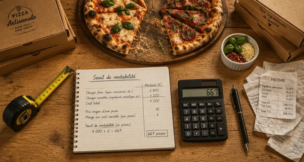 Combien de pizza par jour pour etre rentable : seuil de rentabilité 20 ou 25+.
