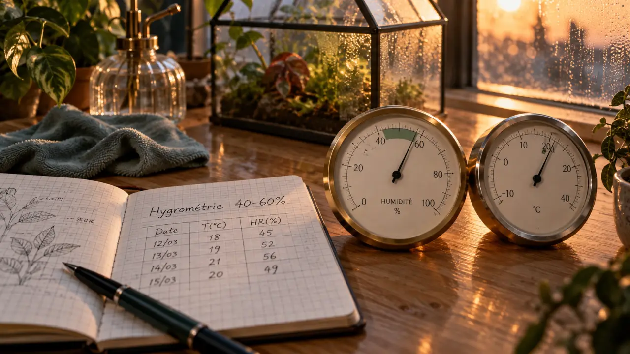 Hygrométrie mesurée : hygromètre à 40–60% pour pièce